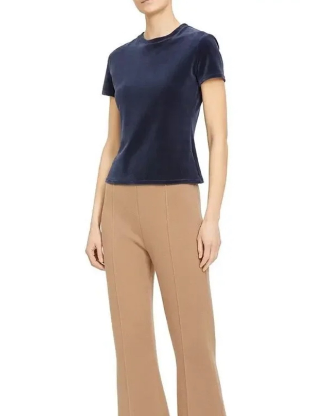 Theory the tiny tee velvet velour navy M